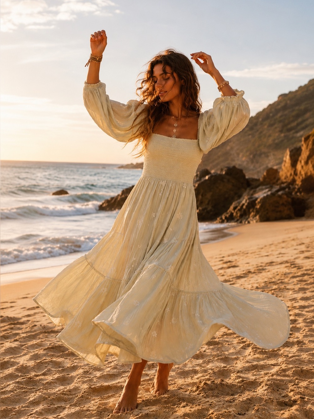 FREE PEOPLE • Rare • Dahlia Embroidered Maxi Dress In Lime Soda Green Size Large - Picture 2 of 10